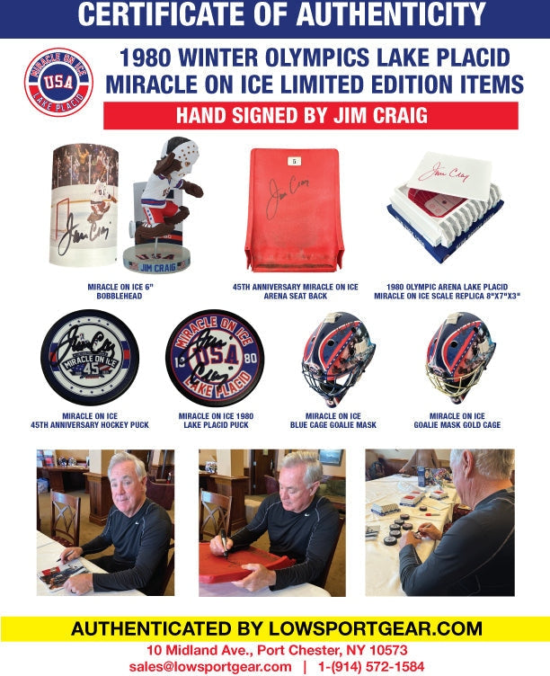 Jim Craig Signed USA Hockey Miracle on Ice 1980 Blue Full Size Goalie Mask