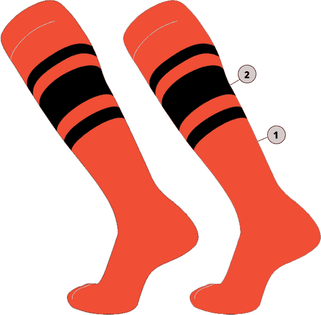 TCK Customizable Dugout Knee High Striped Baseball Socks - Pattern C - HIT a Double - 1