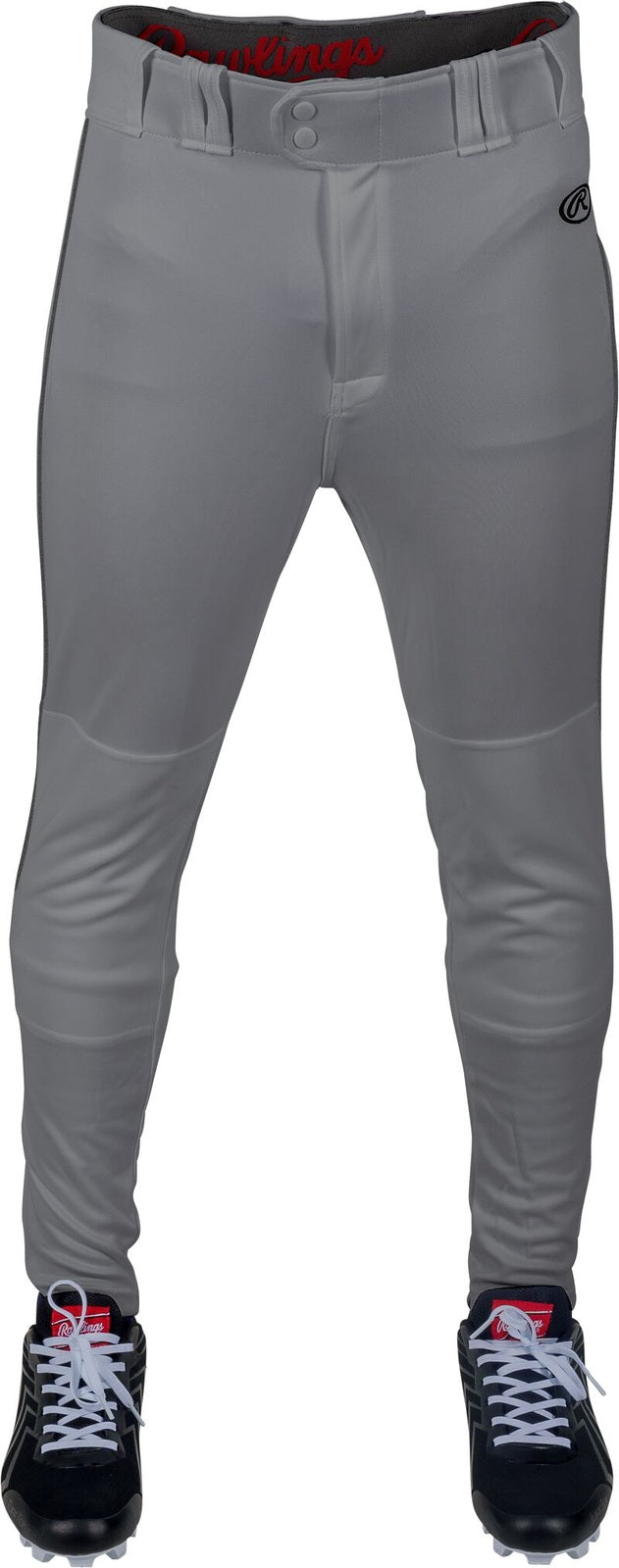 Rawlings Youth Launch Piped Pro Taper Fit Pant - Gray Black - HIT a Doulbe - 1