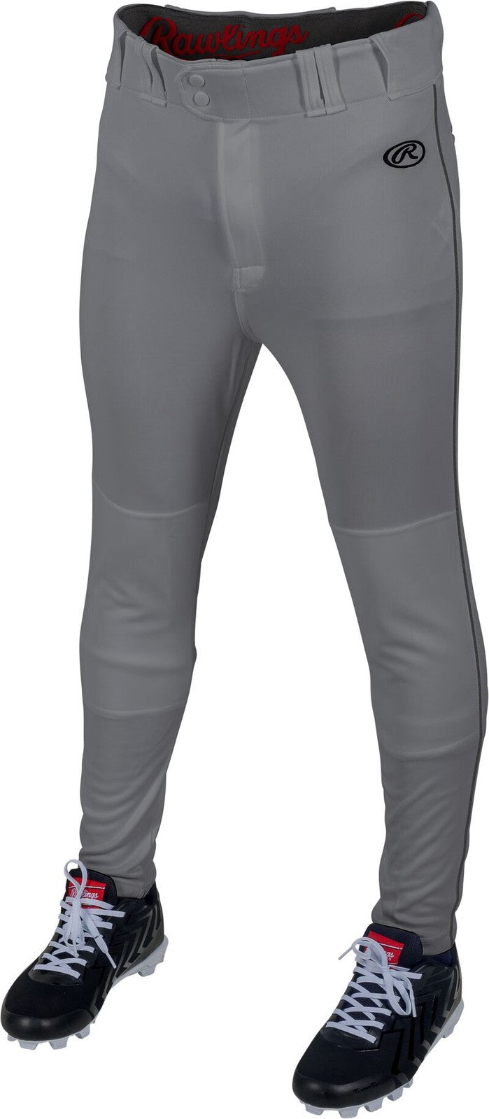 Rawlings Youth Launch Piped Pro Taper Fit Pant - Gray Black - HIT a Doulbe - 1
