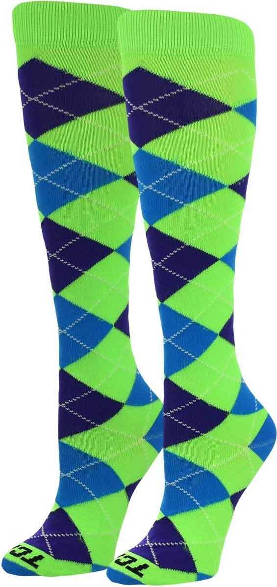 TCK Krazisox Argyle Knee High Socks - Green Purple - HIT a Double