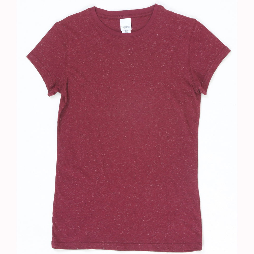 J. America 8138 Women’s Glitter T-Shirt - Maroon  Silver