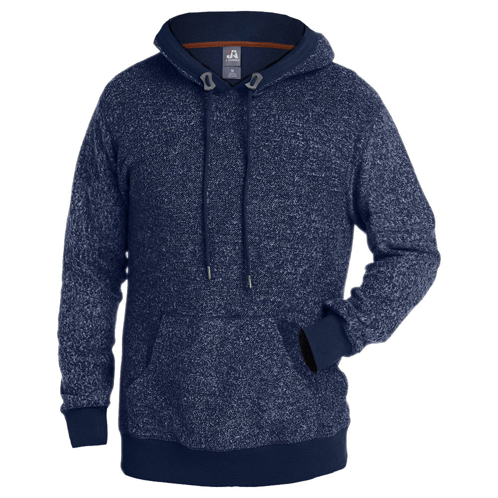 J. America 87llJ Aspen Fleece Hooded Sweatshirt - 8711 - Navy Speck