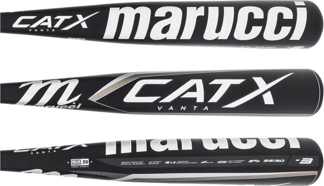 Marucci CatX Vanta BBCOR -3 Bat - Black White - HIT a Double - 2