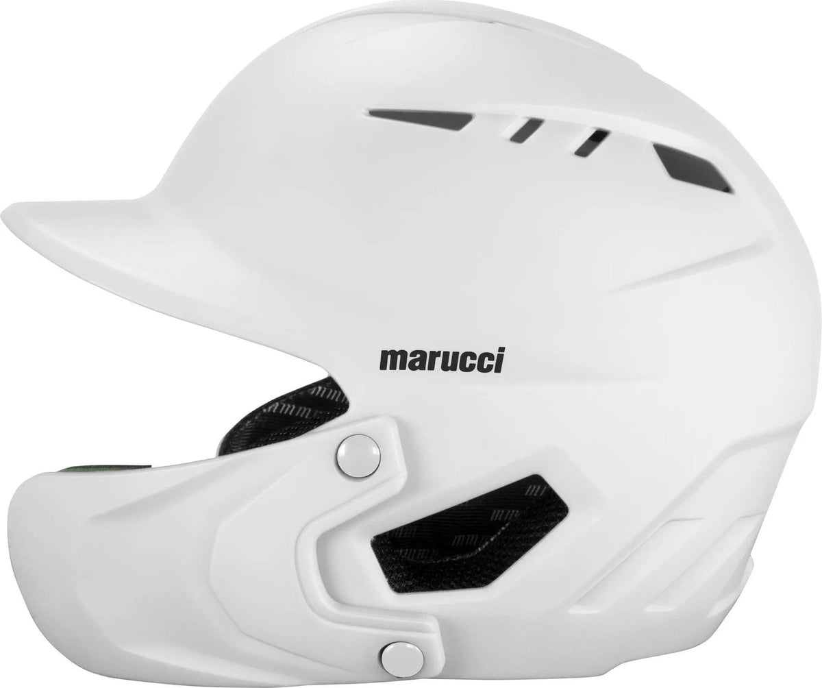Marucci DuraVent Baseball Batting Helmet with Jaw Guard MBHDVD3 - White - Hit a Double - 1