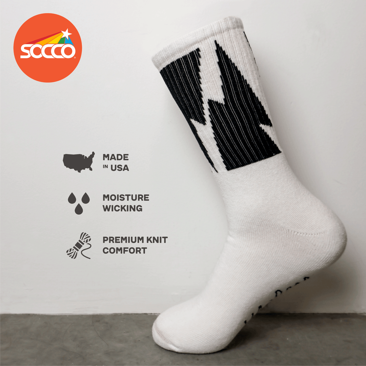 SOCCO Mike Vallely Bolt Socks - White