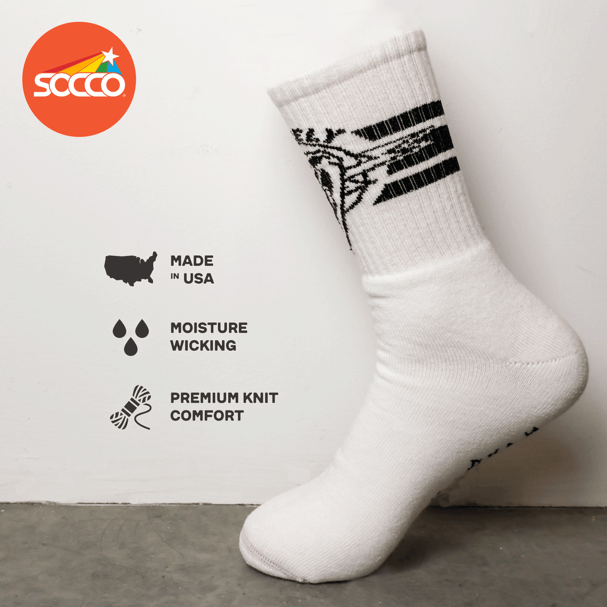 SOCCO Mike Vallely x Dirty Donny Collaboration Crew Socks - White
