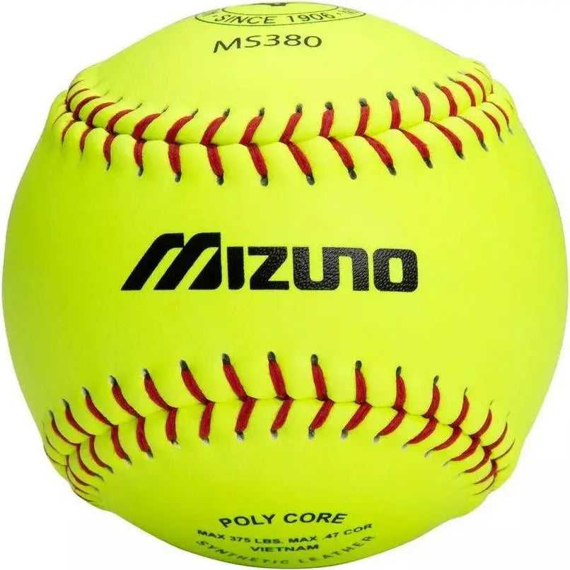 Mizuno MS380 Fastpitch Softball 12&quot; 1 dozen - Yellow - HIT a Double - 1