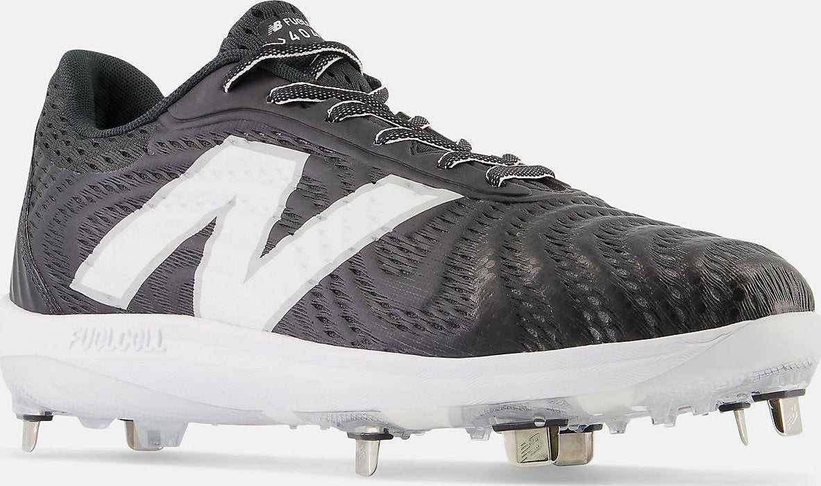 New Balance FuelCell L4040v7 Low Cut Metal Cleat - Black White - HIT a Double - 2