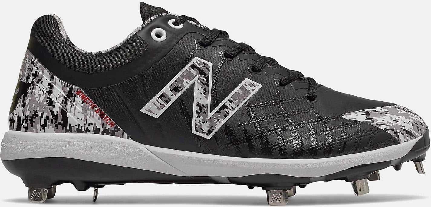 New Balance Pedroia L4040v5 Low Cut Metal Cleat - Black - HIT A Double