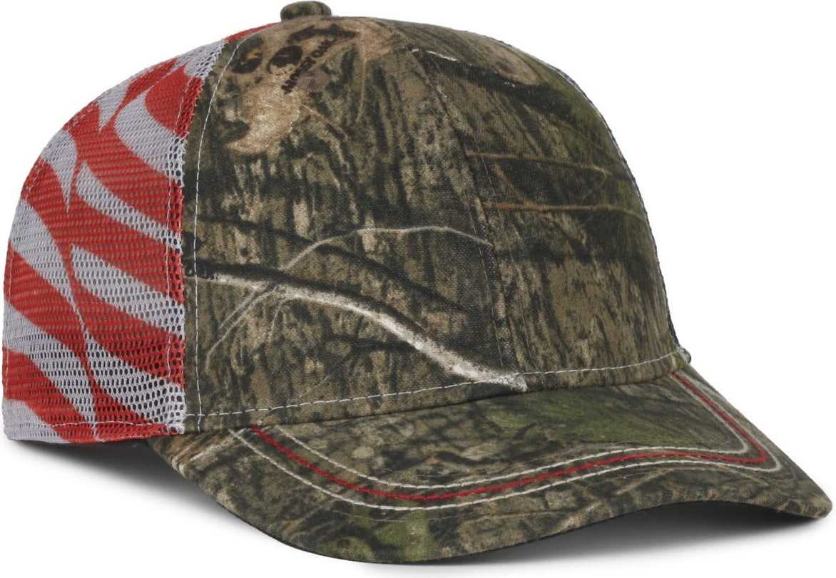Oc Sports Cwf-400m Adjustable Mesh Back Cap - Mossy Oak Country Dna American Flag - Osfm