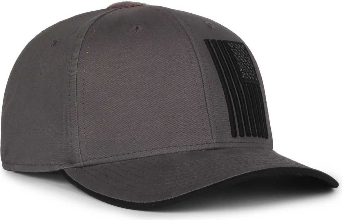 Oc Sports Usa-180 Mid Crown Structured Flag Cap - Charcoal - Dark Gray / 6 7/8’’ - 7 1/2’’