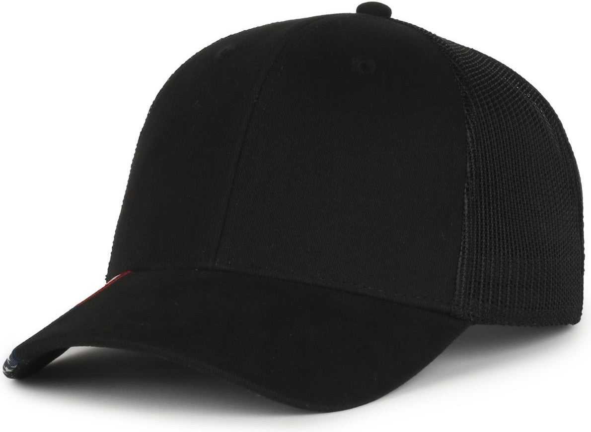 Oc Sports Usa-300m Brushed Twill with Flag Visor Insert Cap - Black - Osfm