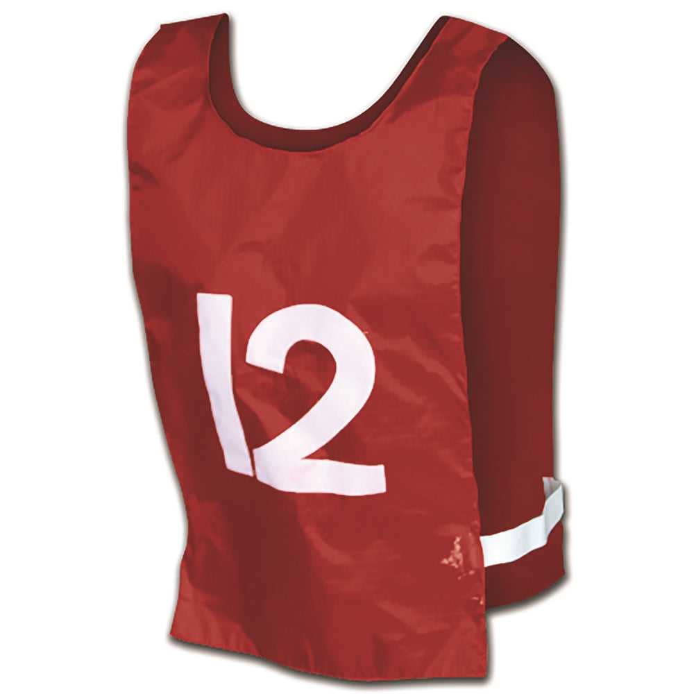 Champro P421 Nylon Pinnies with Number 12 Pk - Scarlet - HIT a Double - 1