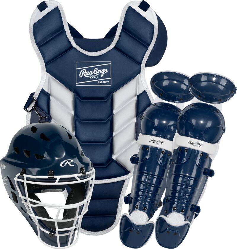 Rawlings Players 3 Series Youth Baseball Catchers Gear Set - Navy White - HIT a Double - 1
