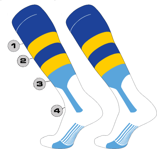 TCK Customizable Dugout Knee High Baseball Stirrup Socks - Pattern G - HIT a Double - 1