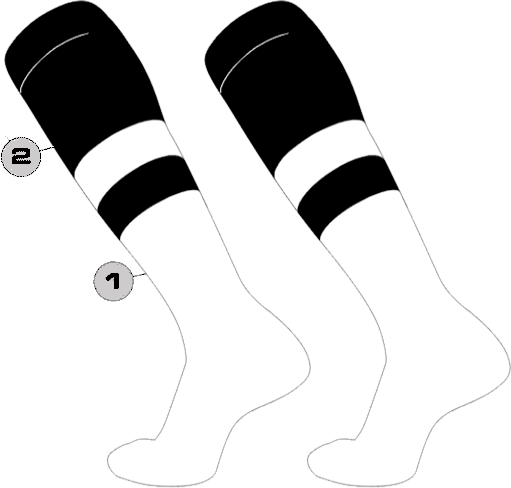 TCK Customizable Dugout Knee High Striped Baseball Socks - Pattern G - HIT a Double - 1