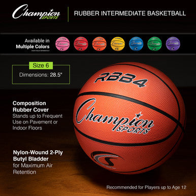 Champion Sports RBB4 Size 6 Rubber Basketball - Ea