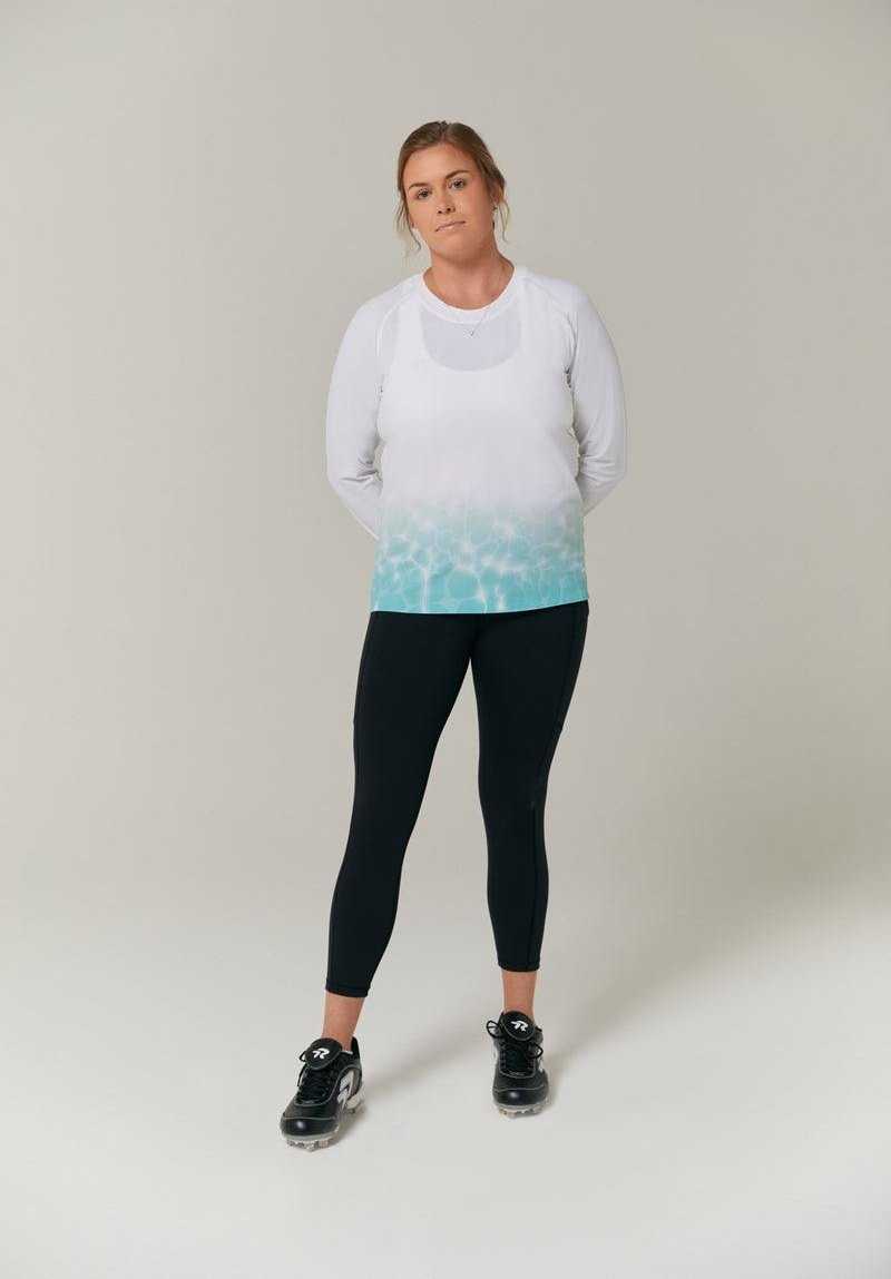 RIT-IT Women's Long Sleeve Training Top | Sparkling Ocean - White