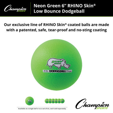 Champion Sports RXD6 6&quot; Rhino Skin Low Bounce Dodgeball - Ea