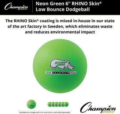 Champion Sports RXD6 6&quot; Rhino Skin Low Bounce Dodgeball - Ea