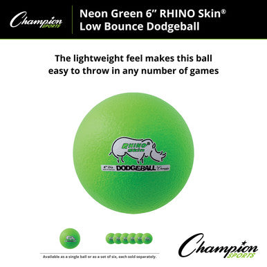 Champion Sports RXD6 6&quot; Rhino Skin Low Bounce Dodgeball - Ea