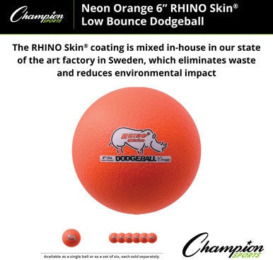 Champion Sports RXD6 6&quot; Rhino Skin Low Bounce Dodgeball - Ea
