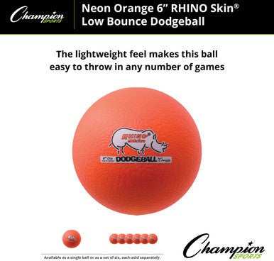 Champion Sports RXD6 6&quot; Rhino Skin Low Bounce Dodgeball - Ea