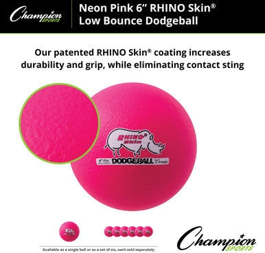 Champion Sports RXD6 6&quot; Rhino Skin Low Bounce Dodgeball - Ea