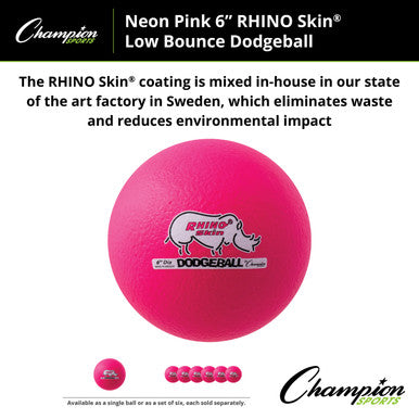 Champion Sports RXD6 6&quot; Rhino Skin Low Bounce Dodgeball - Ea