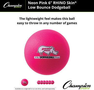 Champion Sports RXD6 6&quot; Rhino Skin Low Bounce Dodgeball - Ea