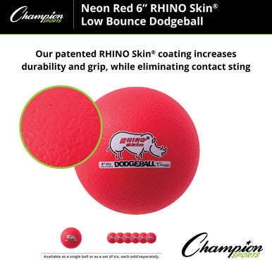 Champion Sports RXD6 6&quot; Rhino Skin Low Bounce Dodgeball - Ea
