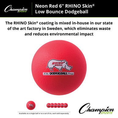 Champion Sports RXD6 6&quot; Rhino Skin Low Bounce Dodgeball - Ea