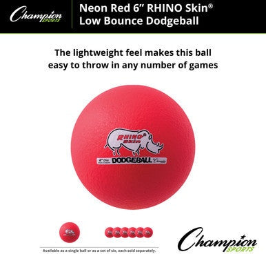 Champion Sports RXD6 6&quot; Rhino Skin Low Bounce Dodgeball - Ea