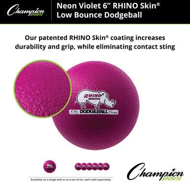 Champion Sports RXD6 6&quot; Rhino Skin Low Bounce Dodgeball - Ea