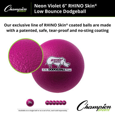 Champion Sports RXD6 6&quot; Rhino Skin Low Bounce Dodgeball - Ea