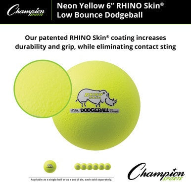 Champion Sports RXD6 6&quot; Rhino Skin Low Bounce Dodgeball - Ea