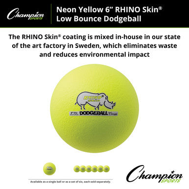 Champion Sports RXD6 6&quot; Rhino Skin Low Bounce Dodgeball - Ea