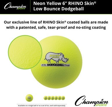 Champion Sports RXD6 6&quot; Rhino Skin Low Bounce Dodgeball - Ea