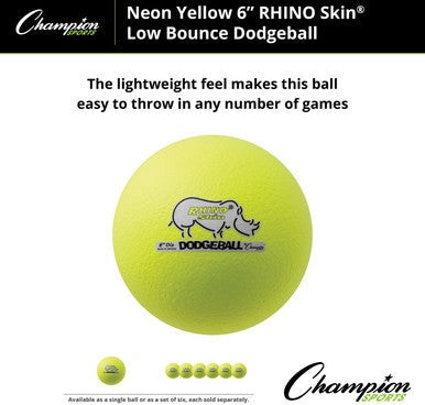 Champion Sports RXD6 6&quot; Rhino Skin Low Bounce Dodgeball - Ea