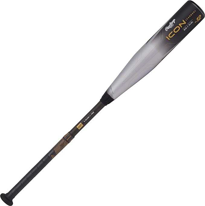 Rawlings 2023 Icon -12 USA Approved Bat RUS3I12 - Black Silver - HIT a Double - 3