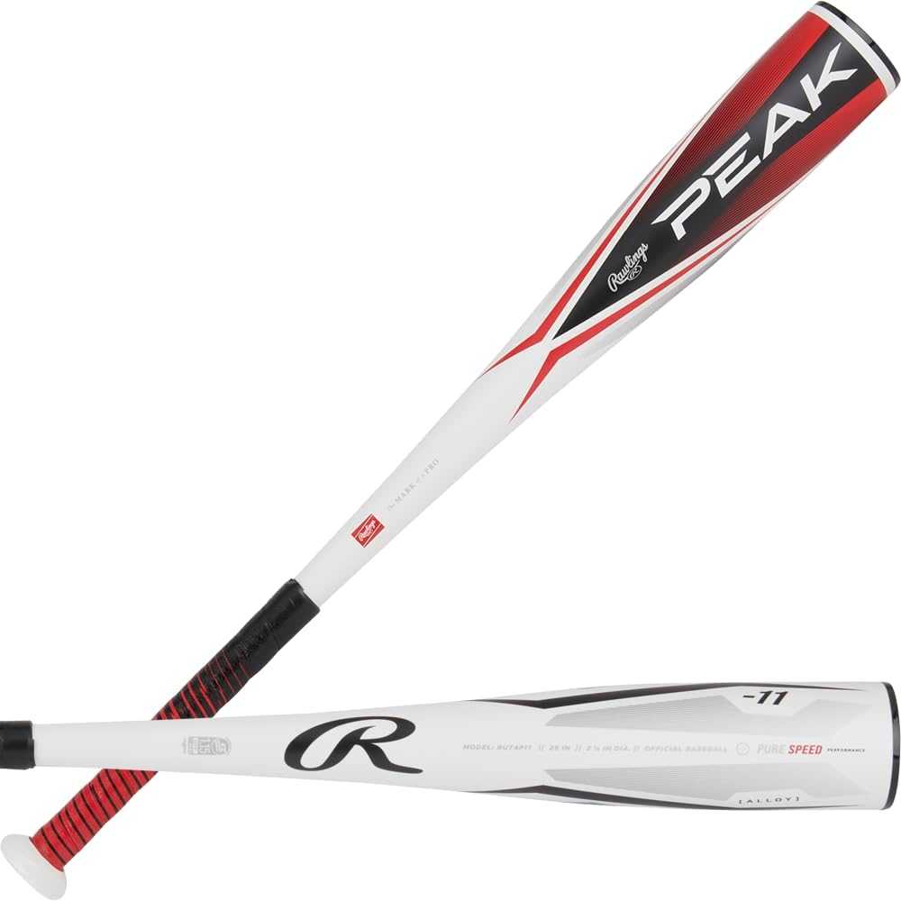 Rawlings 2024 Peak -11 2 5/8&quot; Coach Pitch Bat - Red White - HIT a Double - 1