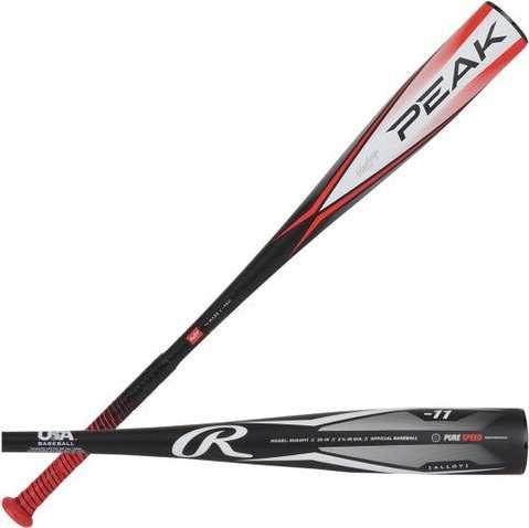 Rawlings 2024 Peak -11 2 5/8&quot; USA Approved Big Barrel Bat - Black Red - HIT a Double - 1