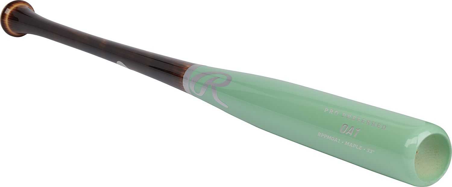 Rawlings Pro Preferred Maple Bat OA1 Pattern - Brown Green - HIT a Double - 1