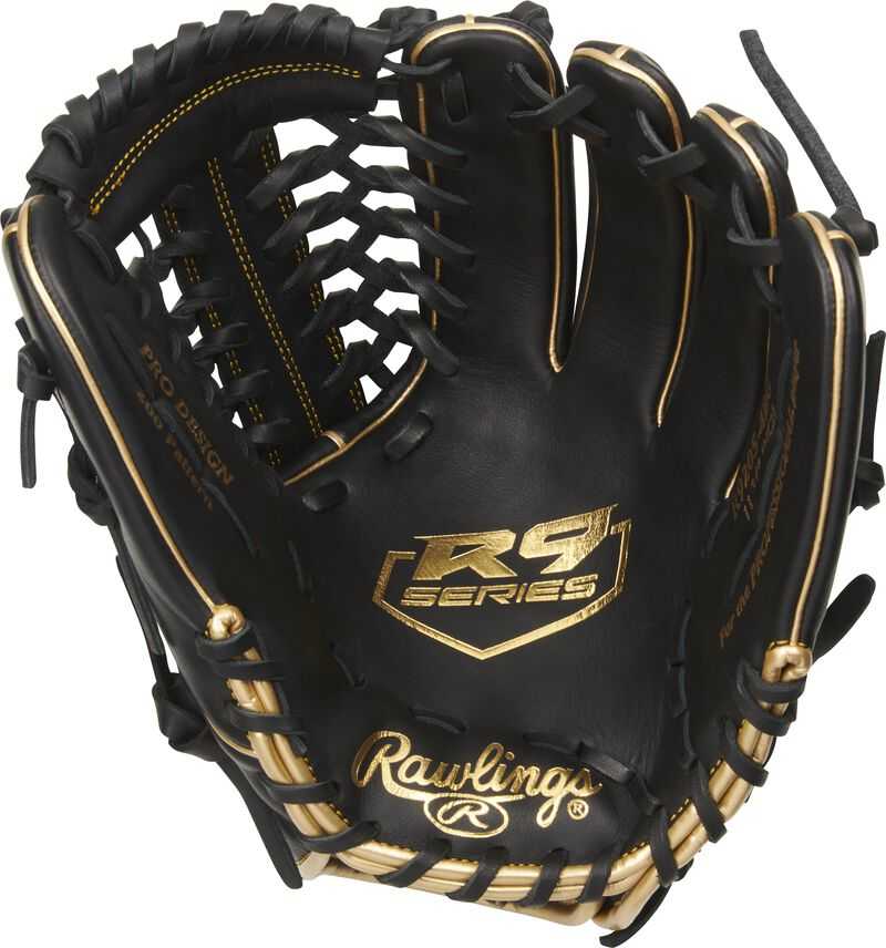 Rawlings R9 Series 11.75&quot; 200-Pattern Infield Pitcher Glove R9205-4BG - Black Gold - HIT a Double - 2
