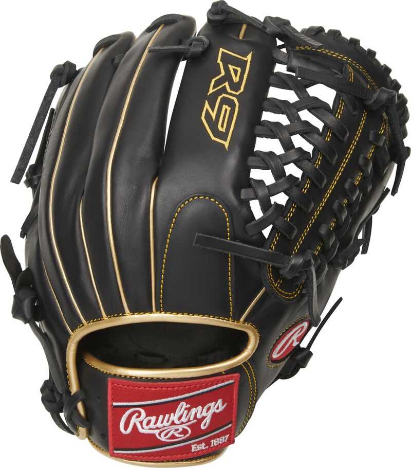 Rawlings R9 Series 11.75" 200-Pattern Infield Pitcher Glove R9205-4BG - Black Gold - HIT a Double - 1