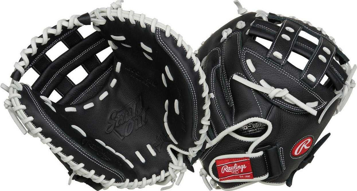 Rawlings Shut Out Series 31.50&quot; Fastpitch Catcher&#39;s Mitt RSOCM315BW - Black White - HIT a Double - 3