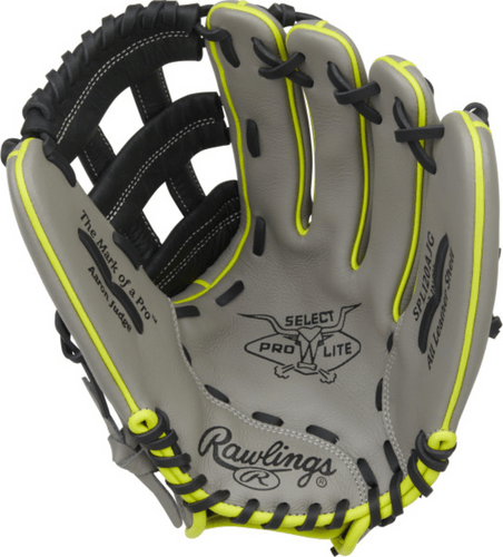 Rawlings Select Pro Lite Aaron Judge 12.00” Youth Utility Glove SPL120AJG - Gray Black Yellow