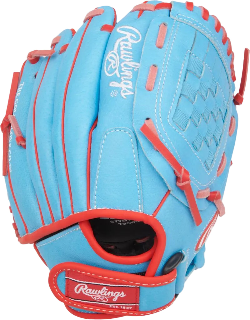 Rawlings Sure Catch 10.00" Jacob deGrom Baseball  Utility Glove SC100JDCB - Columbia Blue Red - HIT a Double - 2