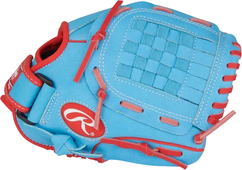 Rawlings Sure Catch 10.00" Jacob deGrom Baseball  Utility Glove SC100JDCB - Columbia Blue Red - HIT a Double - 4